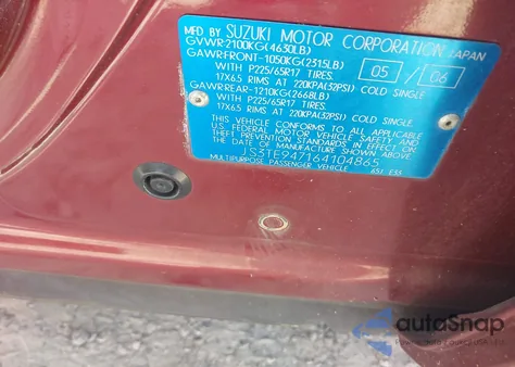 2006 Suzuki Grand Vitara Luxury из США, поврежденный, VIN JS3TE947164104865